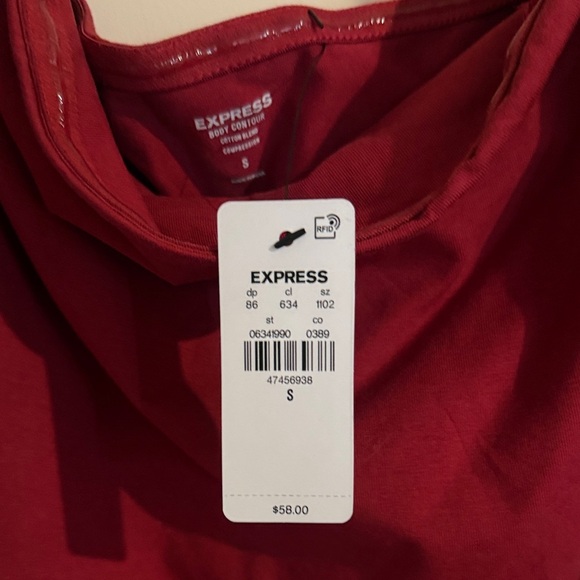 New whithtag Express Bold Red Puff Sleeve Bodysuit - Picture 5 of 8